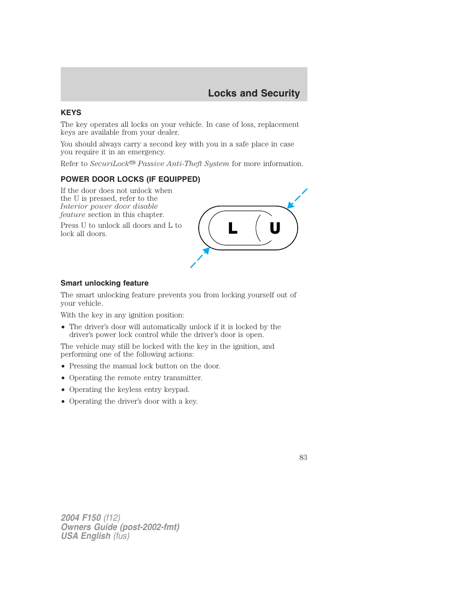 Locks and security | FORD 2004 F-150 v.4 User Manual | Page 83 / 296