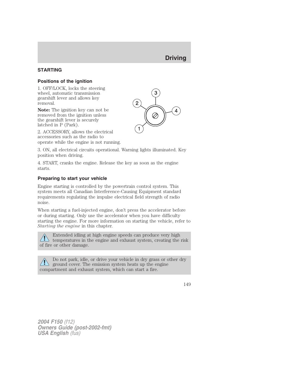 Driving | FORD 2004 F-150 v.5 User Manual | Page 149 / 304