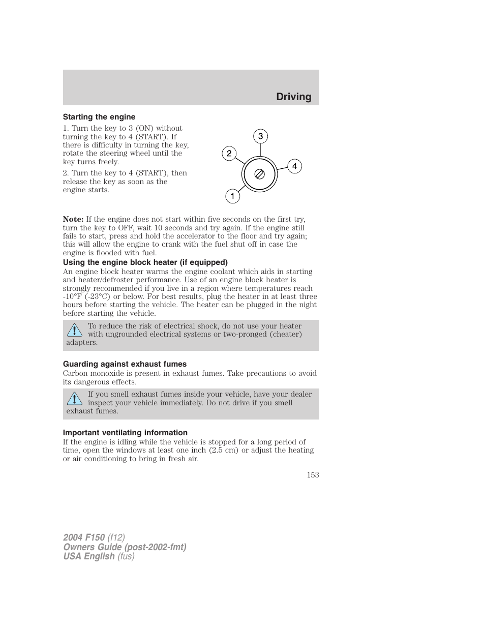 Driving | FORD 2004 F-150 v.5 User Manual | Page 153 / 304