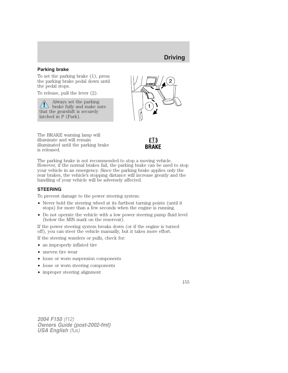 Driving | FORD 2004 F-150 v.5 User Manual | Page 155 / 304