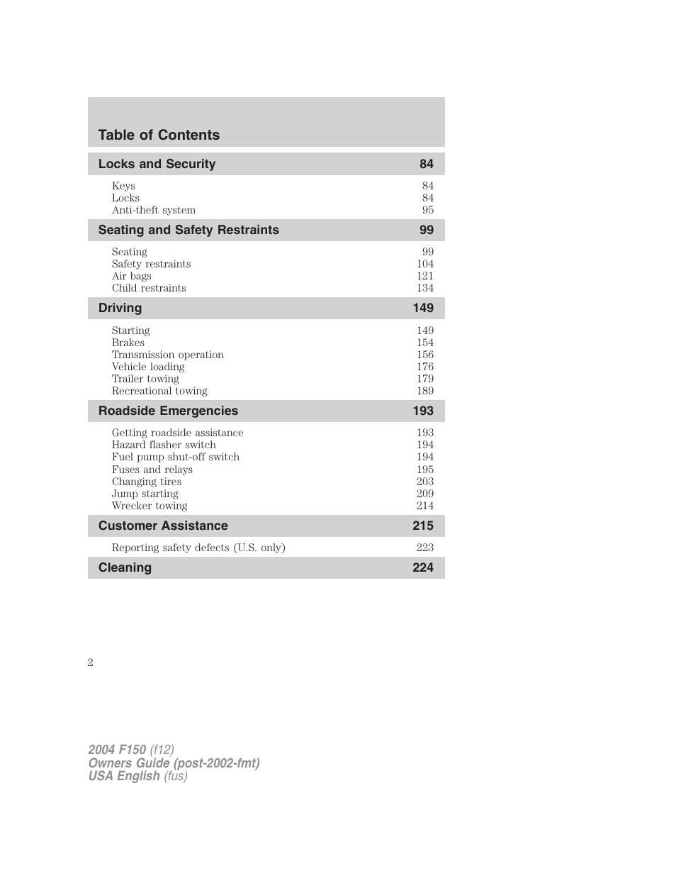 FORD 2004 F-150 v.5 User Manual | Page 2 / 304