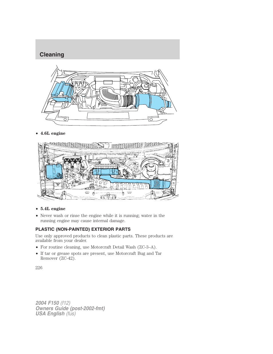 Cleaning | FORD 2004 F-150 v.5 User Manual | Page 226 / 304
