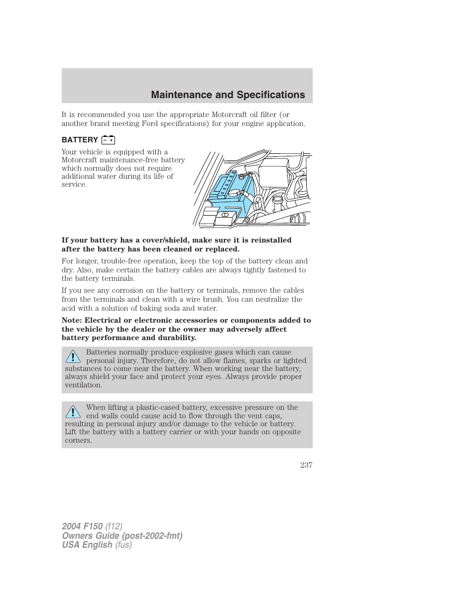 Maintenance and specifications | FORD 2004 F-150 v.5 User Manual | Page 237 / 304