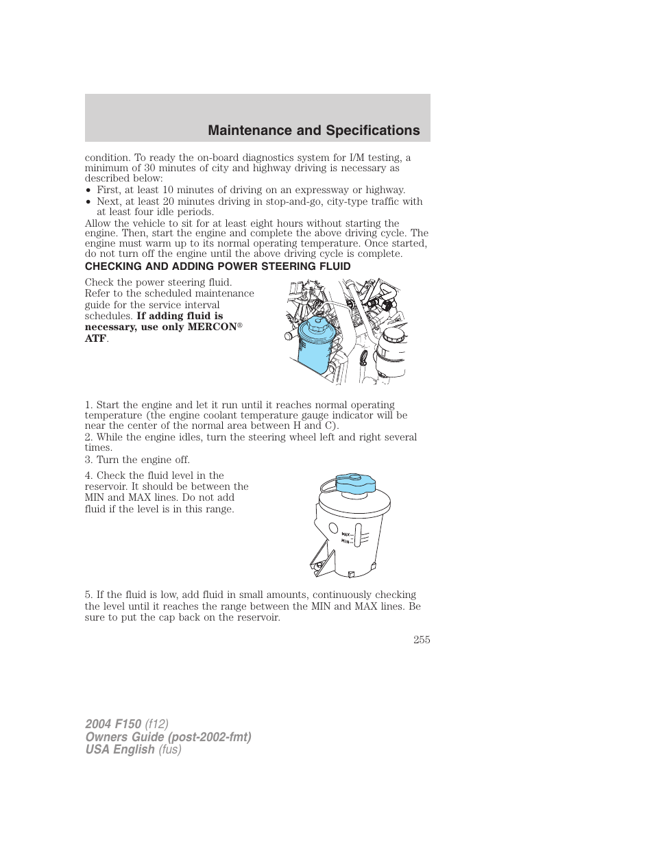 Maintenance and specifications | FORD 2004 F-150 v.5 User Manual | Page 255 / 304