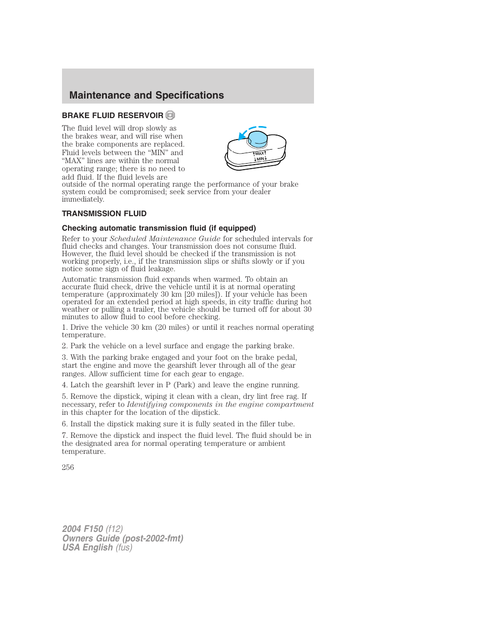Maintenance and specifications | FORD 2004 F-150 v.5 User Manual | Page 256 / 304