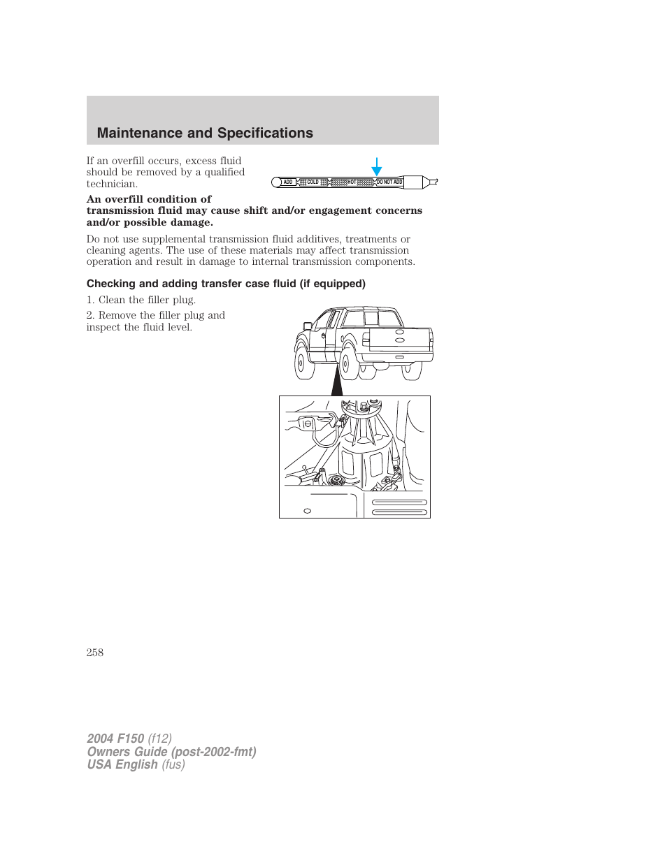 Maintenance and specifications | FORD 2004 F-150 v.5 User Manual | Page 258 / 304