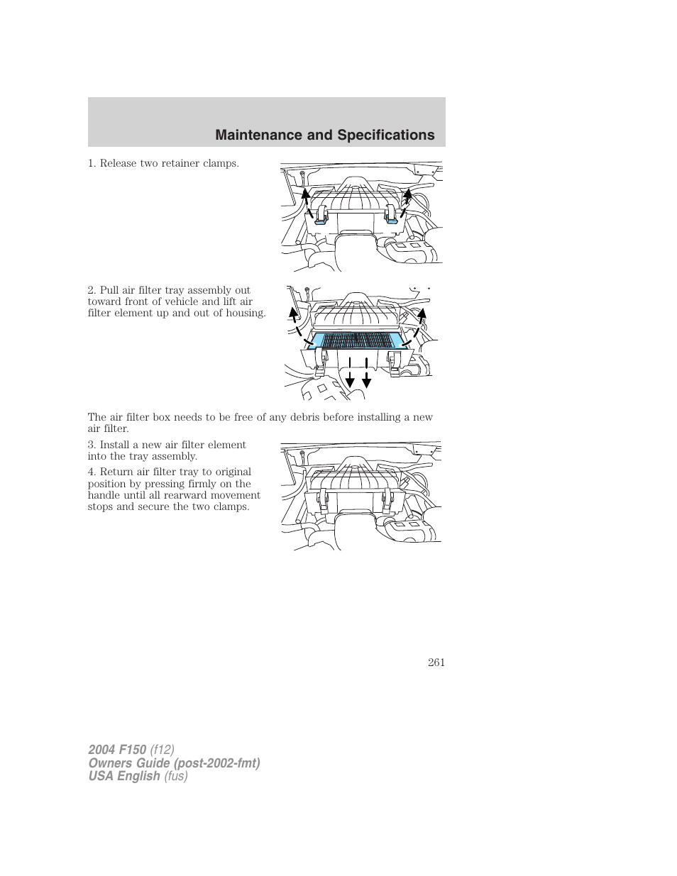 Maintenance and specifications | FORD 2004 F-150 v.5 User Manual | Page 261 / 304