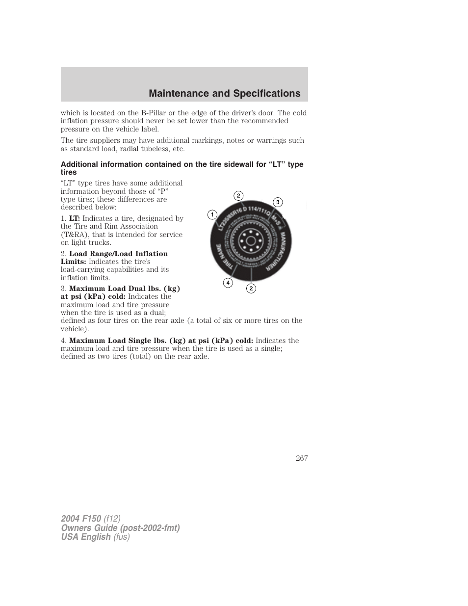 Maintenance and specifications | FORD 2004 F-150 v.5 User Manual | Page 267 / 304