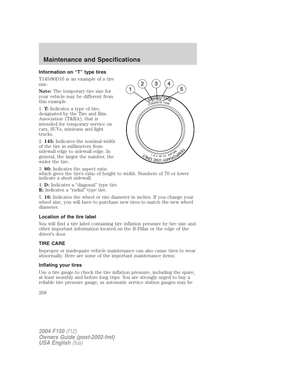 Maintenance and specifications | FORD 2004 F-150 v.5 User Manual | Page 268 / 304