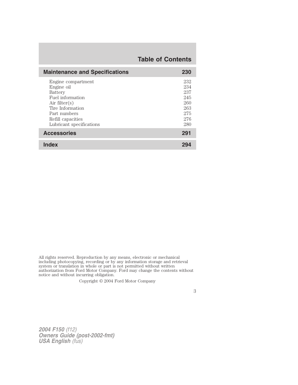 FORD 2004 F-150 v.5 User Manual | Page 3 / 304