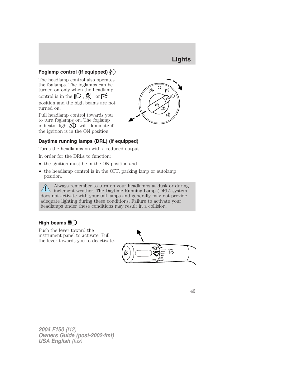 Lights | FORD 2004 F-150 v.5 User Manual | Page 43 / 304