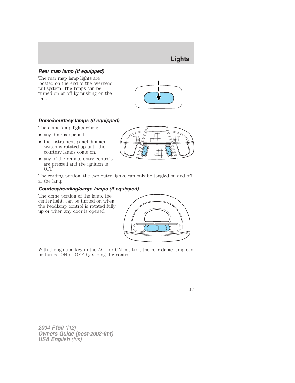 Lights | FORD 2004 F-150 v.5 User Manual | Page 47 / 304