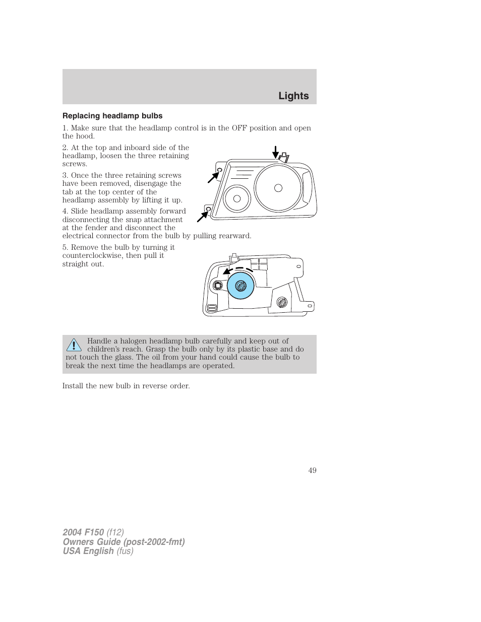 Lights | FORD 2004 F-150 v.5 User Manual | Page 49 / 304