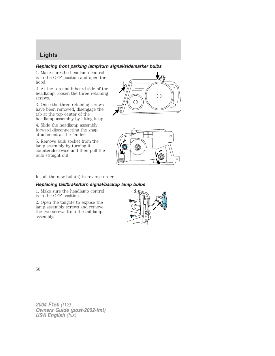 Lights | FORD 2004 F-150 v.5 User Manual | Page 50 / 304