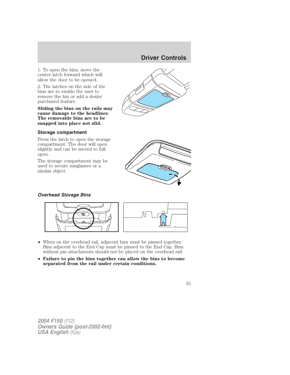 Driver controls | FORD 2004 F-150 v.5 User Manual | Page 55 / 304