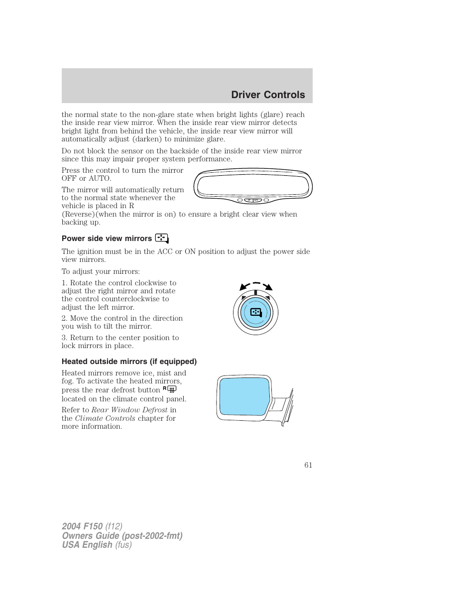 Driver controls | FORD 2004 F-150 v.5 User Manual | Page 61 / 304