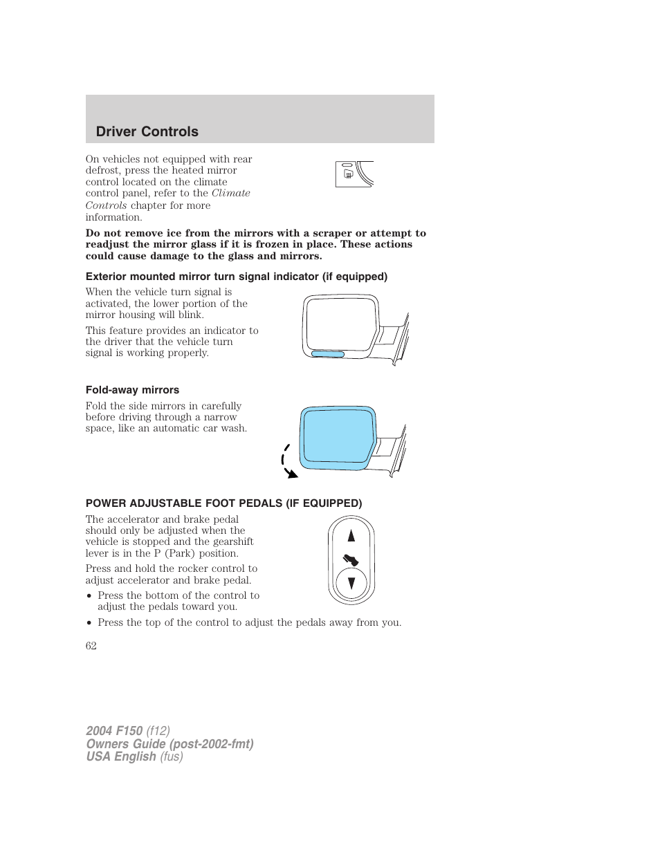 Driver controls | FORD 2004 F-150 v.5 User Manual | Page 62 / 304