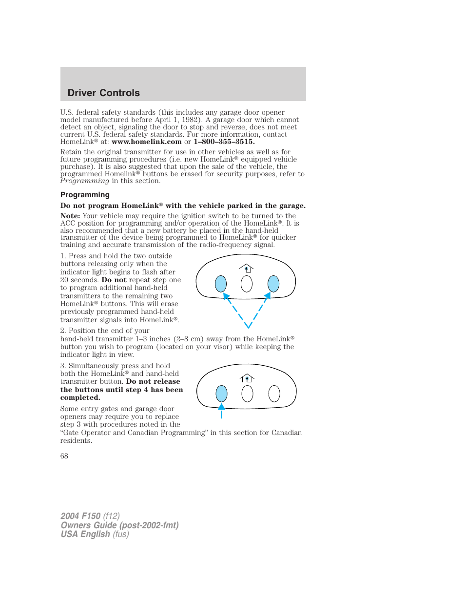 Driver controls | FORD 2004 F-150 v.5 User Manual | Page 68 / 304