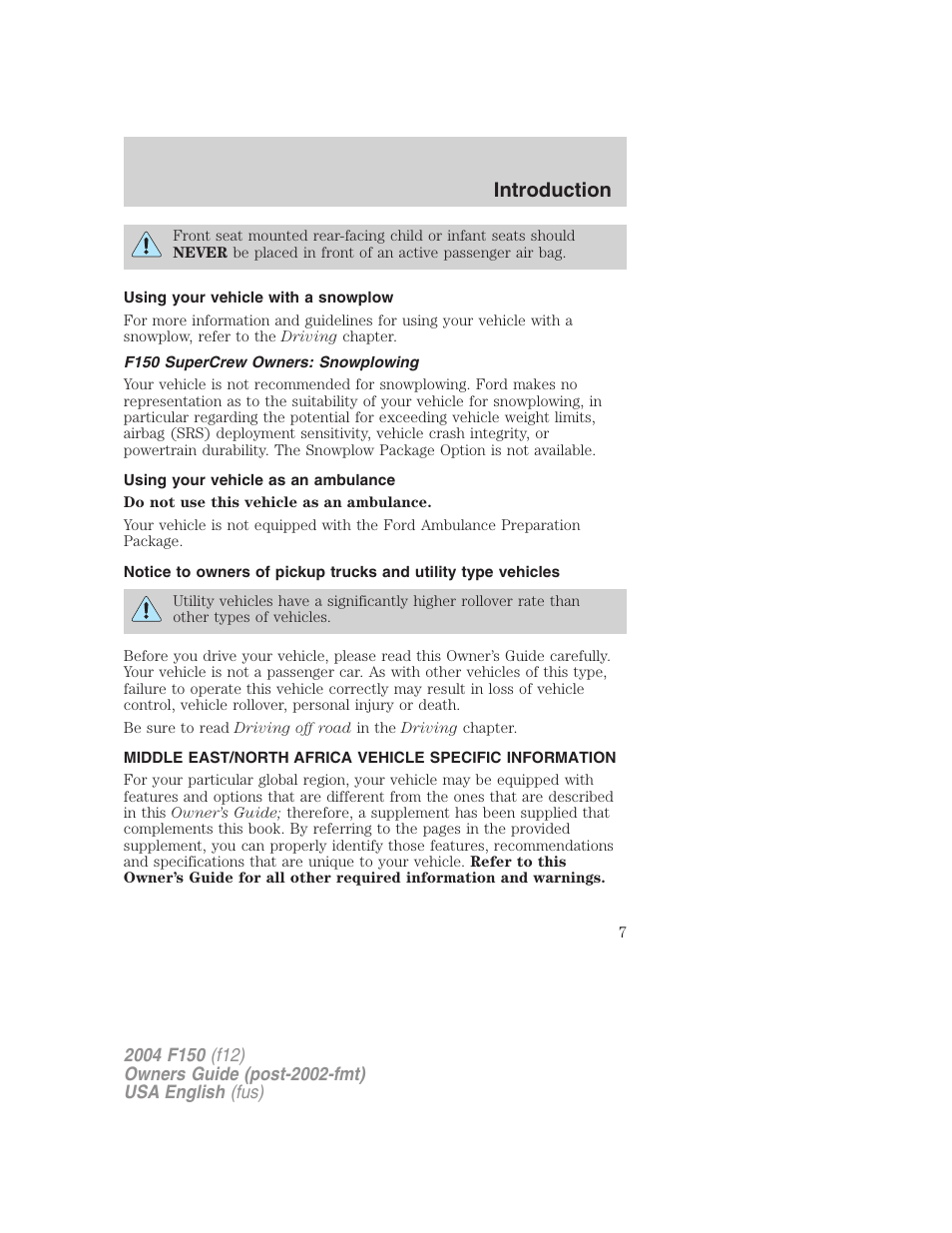Introduction | FORD 2004 F-150 v.5 User Manual | Page 7 / 304