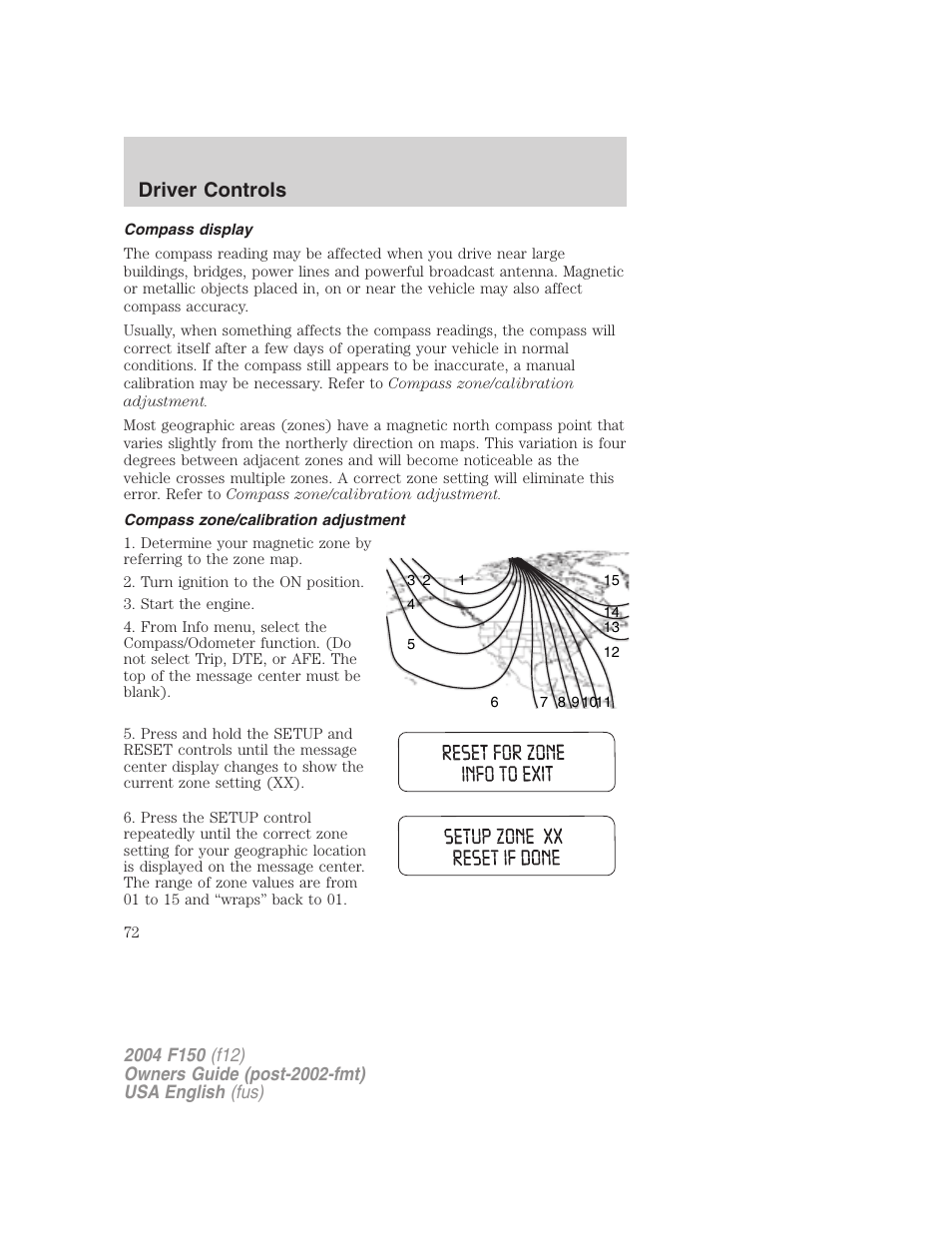 Driver controls | FORD 2004 F-150 v.5 User Manual | Page 72 / 304