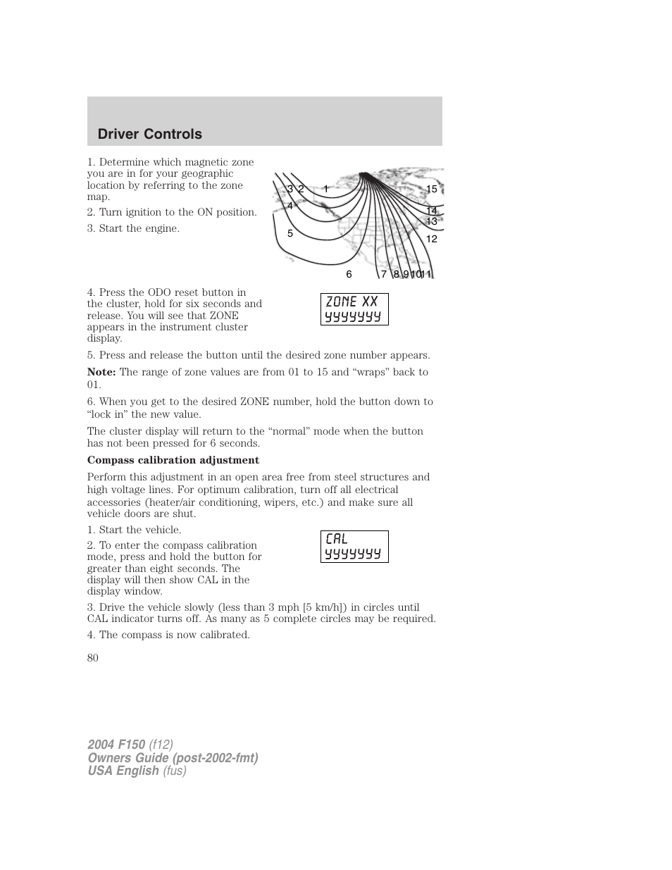 Driver controls | FORD 2004 F-150 v.5 User Manual | Page 80 / 304