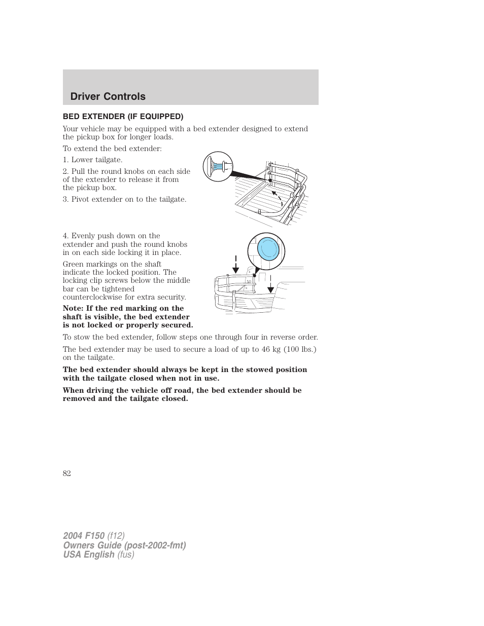 Driver controls | FORD 2004 F-150 v.5 User Manual | Page 82 / 304