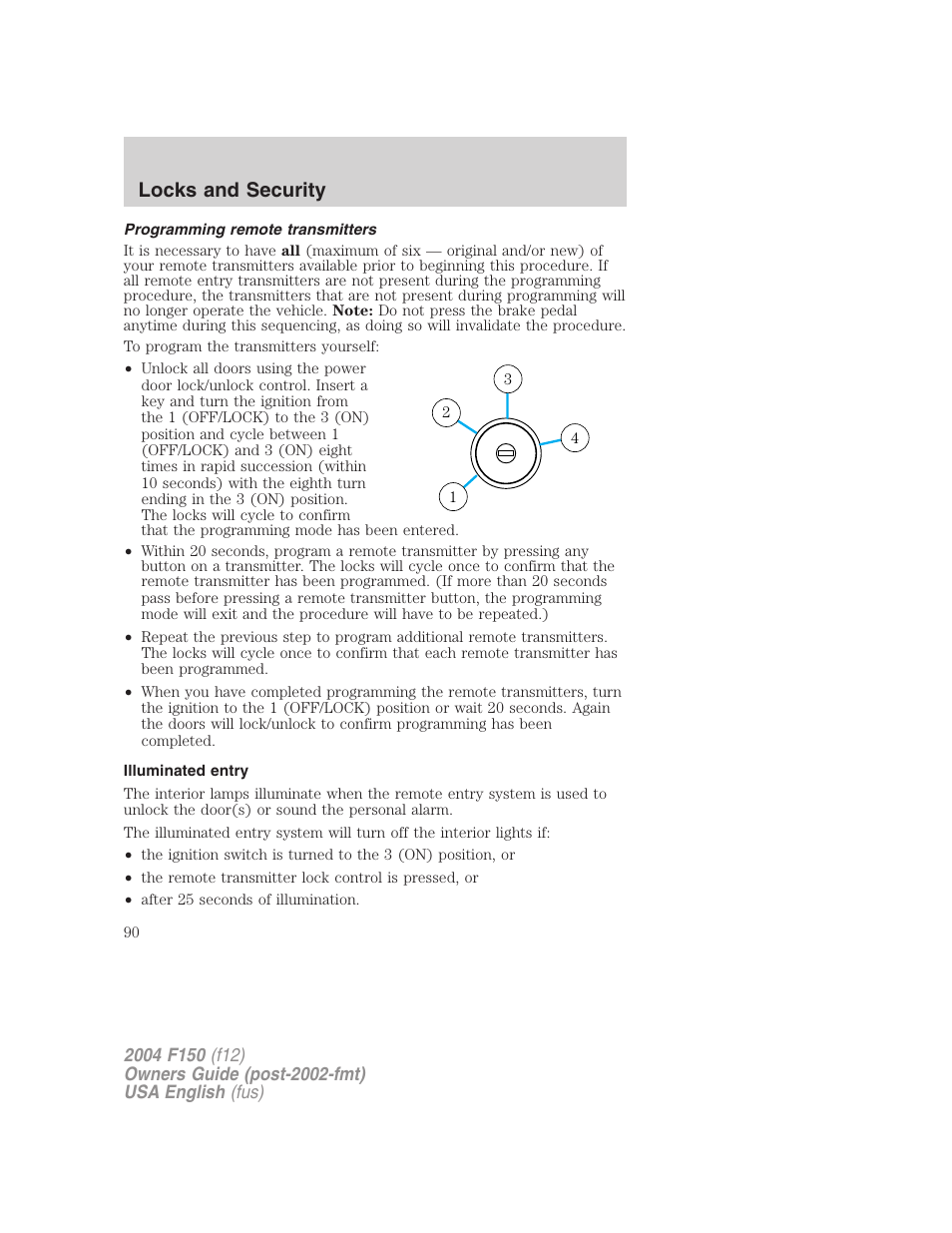 Locks and security | FORD 2004 F-150 v.5 User Manual | Page 90 / 304