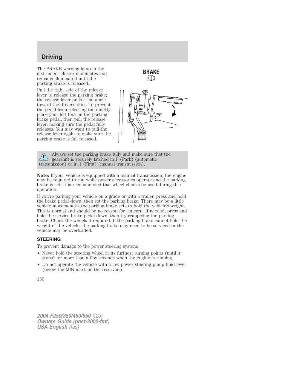 Driving | FORD 2004 F-550 v.1 User Manual | Page 130 / 304