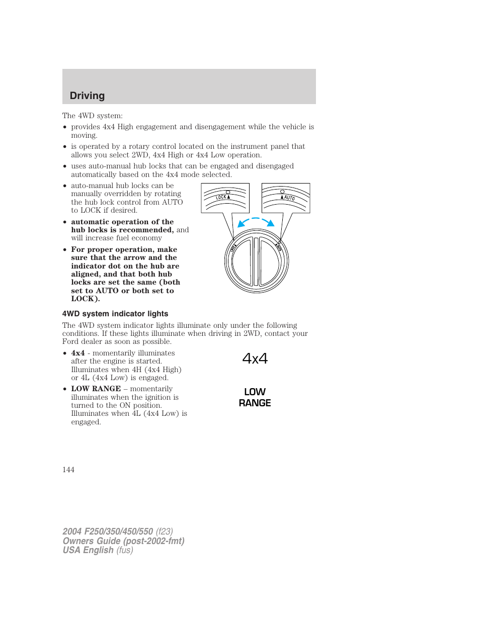 Driving | FORD 2004 F-550 v.1 User Manual | Page 144 / 304