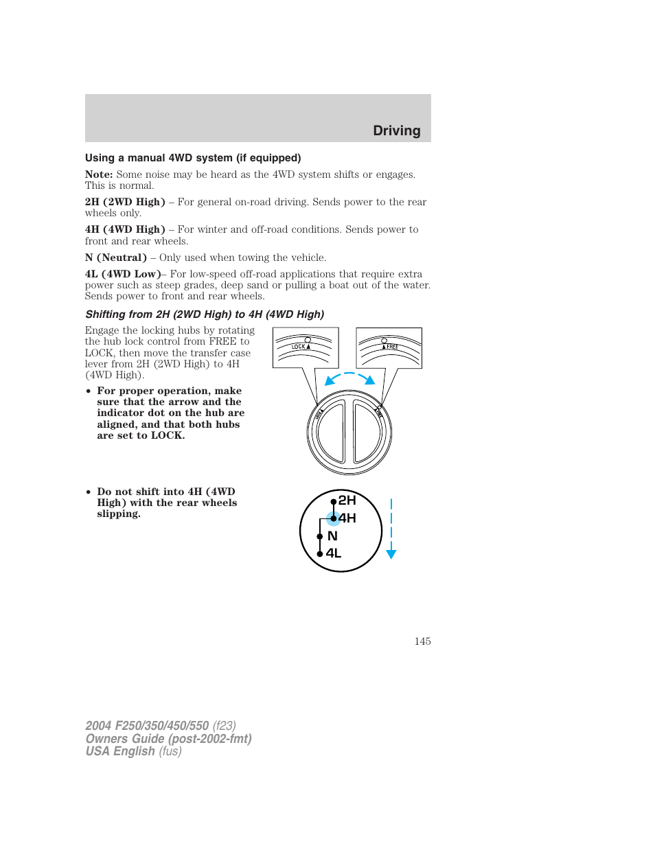 Driving | FORD 2004 F-550 v.1 User Manual | Page 145 / 304