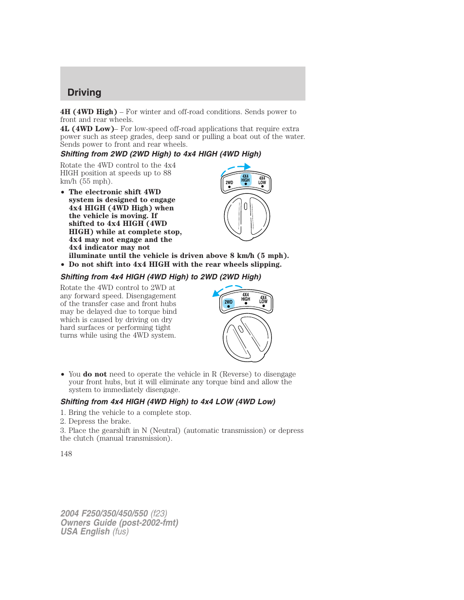 Driving | FORD 2004 F-550 v.1 User Manual | Page 148 / 304