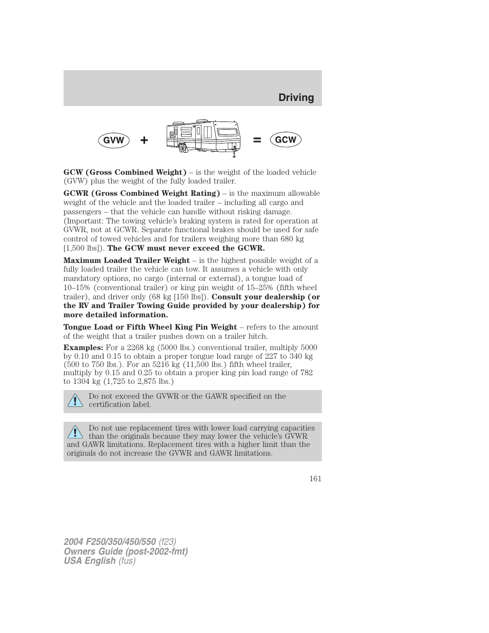 Driving | FORD 2004 F-550 v.1 User Manual | Page 161 / 304