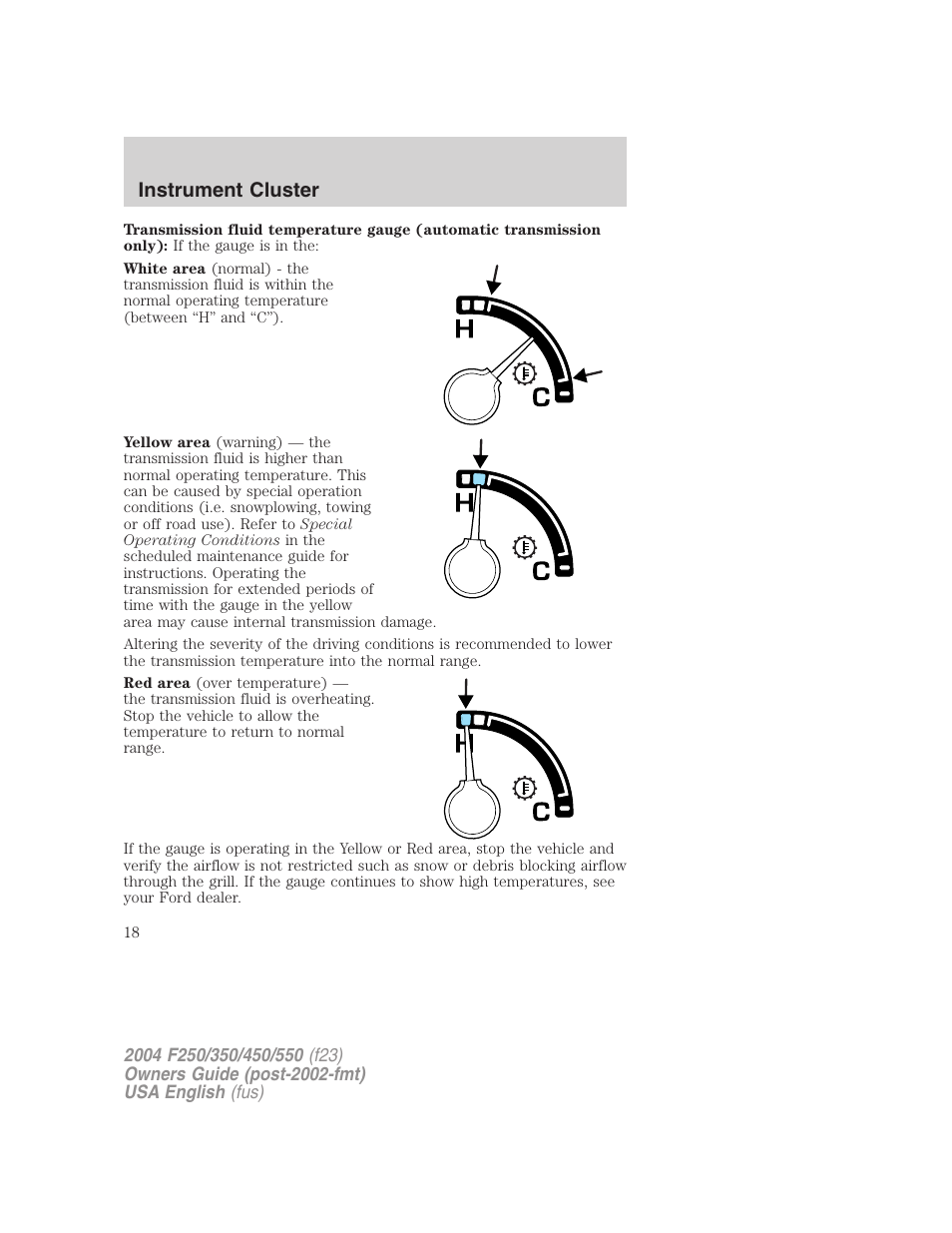 Instrument cluster | FORD 2004 F-550 v.1 User Manual | Page 18 / 304