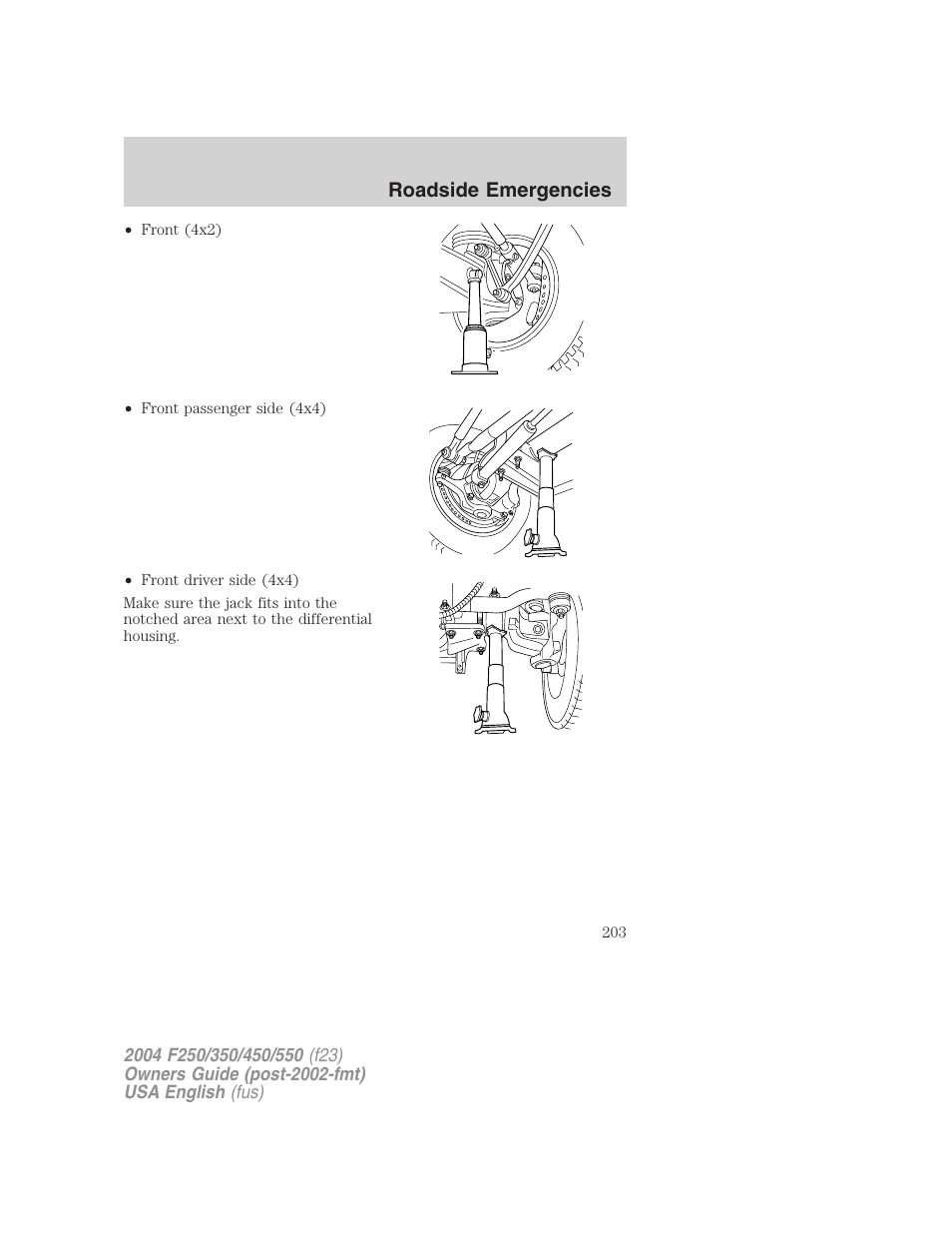 Roadside emergencies | FORD 2004 F-550 v.1 User Manual | Page 203 / 304