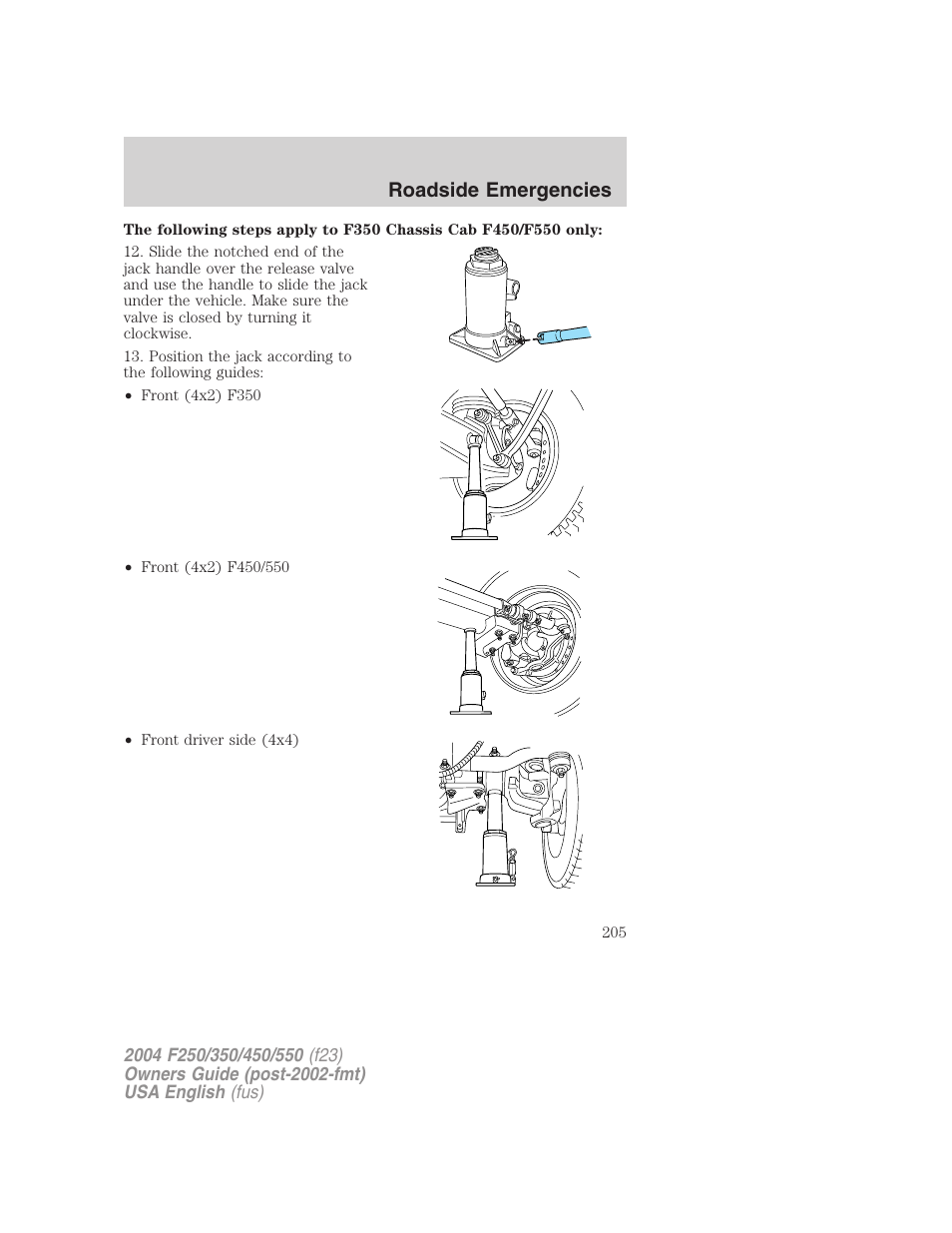 Roadside emergencies | FORD 2004 F-550 v.1 User Manual | Page 205 / 304
