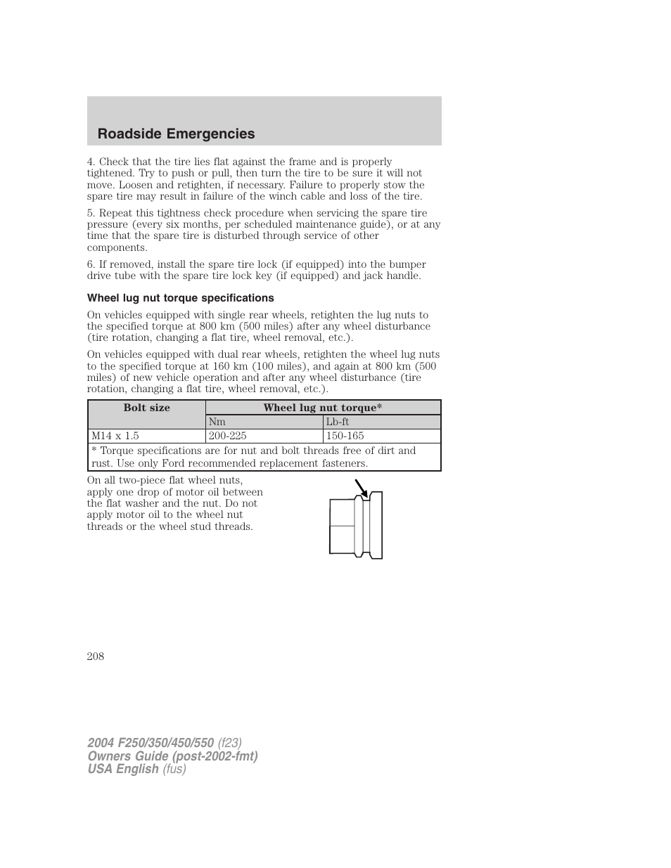 Roadside emergencies | FORD 2004 F-550 v.1 User Manual | Page 208 / 304