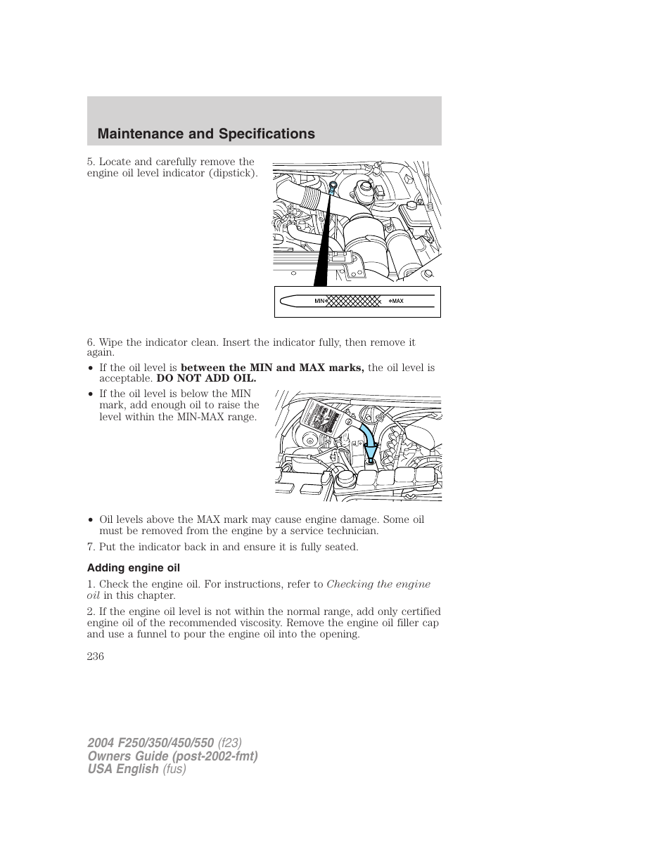 Maintenance and specifications | FORD 2004 F-550 v.1 User Manual | Page 236 / 304