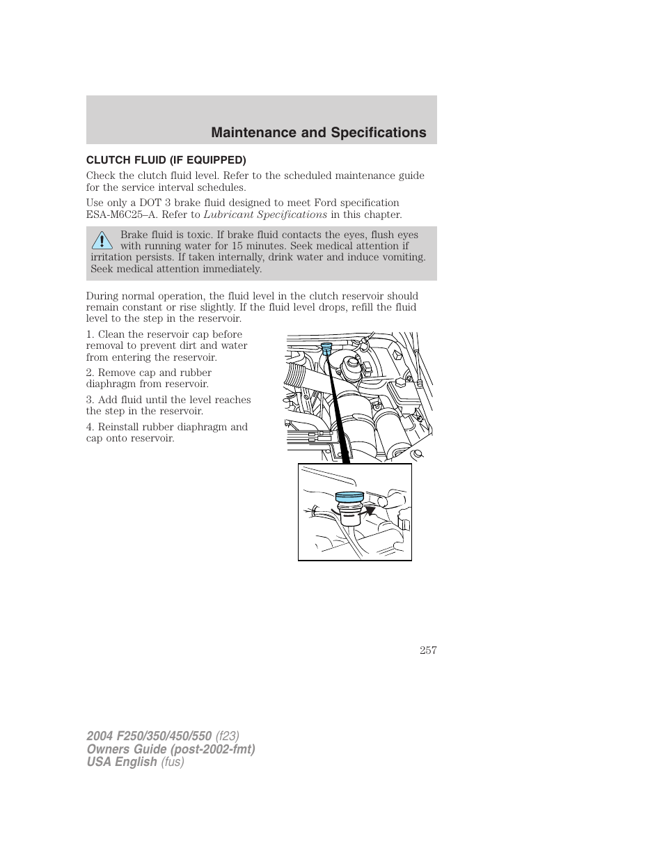 Maintenance and specifications | FORD 2004 F-550 v.1 User Manual | Page 257 / 304