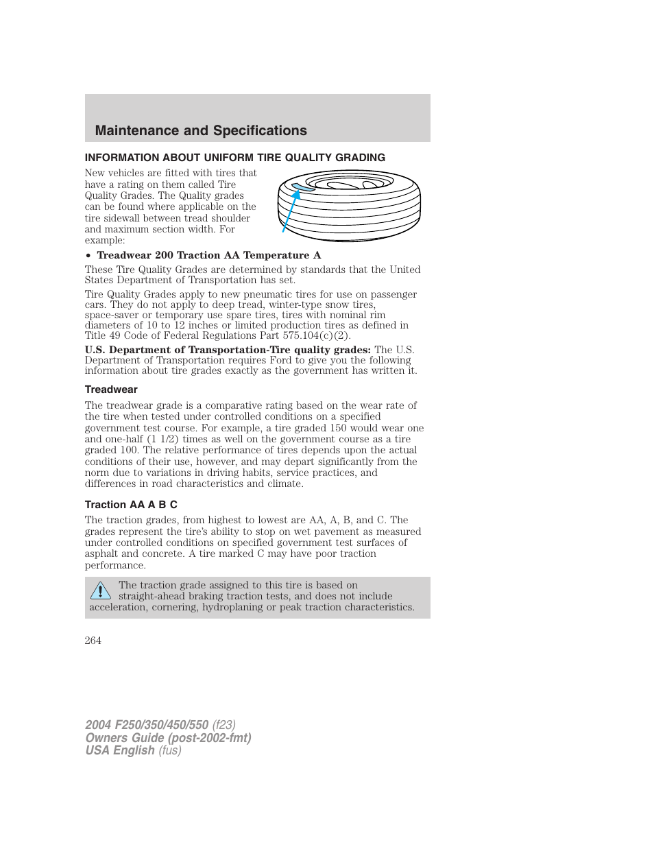 Maintenance and specifications | FORD 2004 F-550 v.1 User Manual | Page 264 / 304