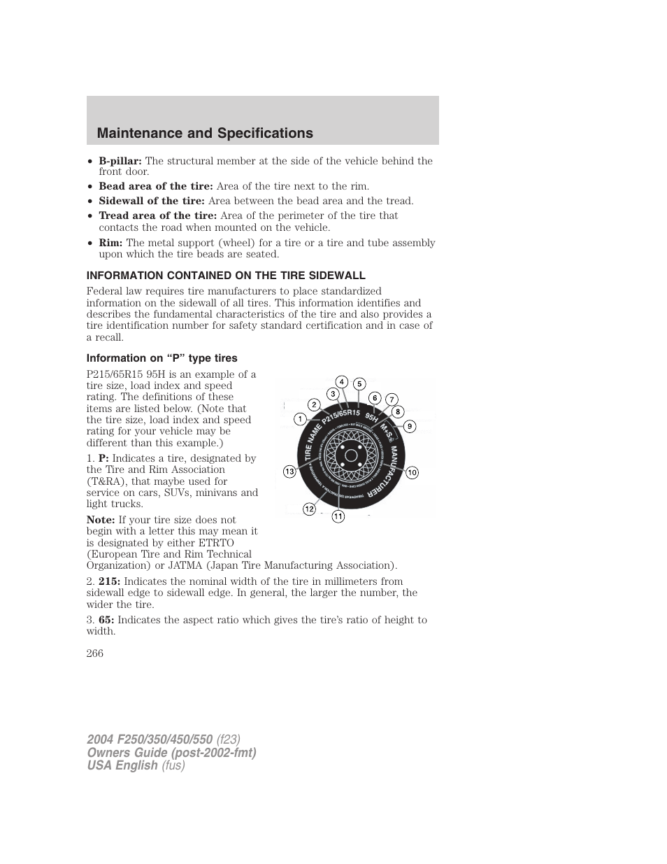 Maintenance and specifications | FORD 2004 F-550 v.1 User Manual | Page 266 / 304