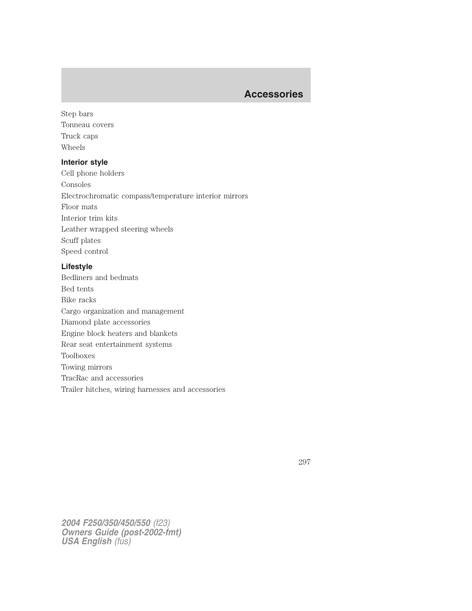 Accessories | FORD 2004 F-550 v.1 User Manual | Page 297 / 304