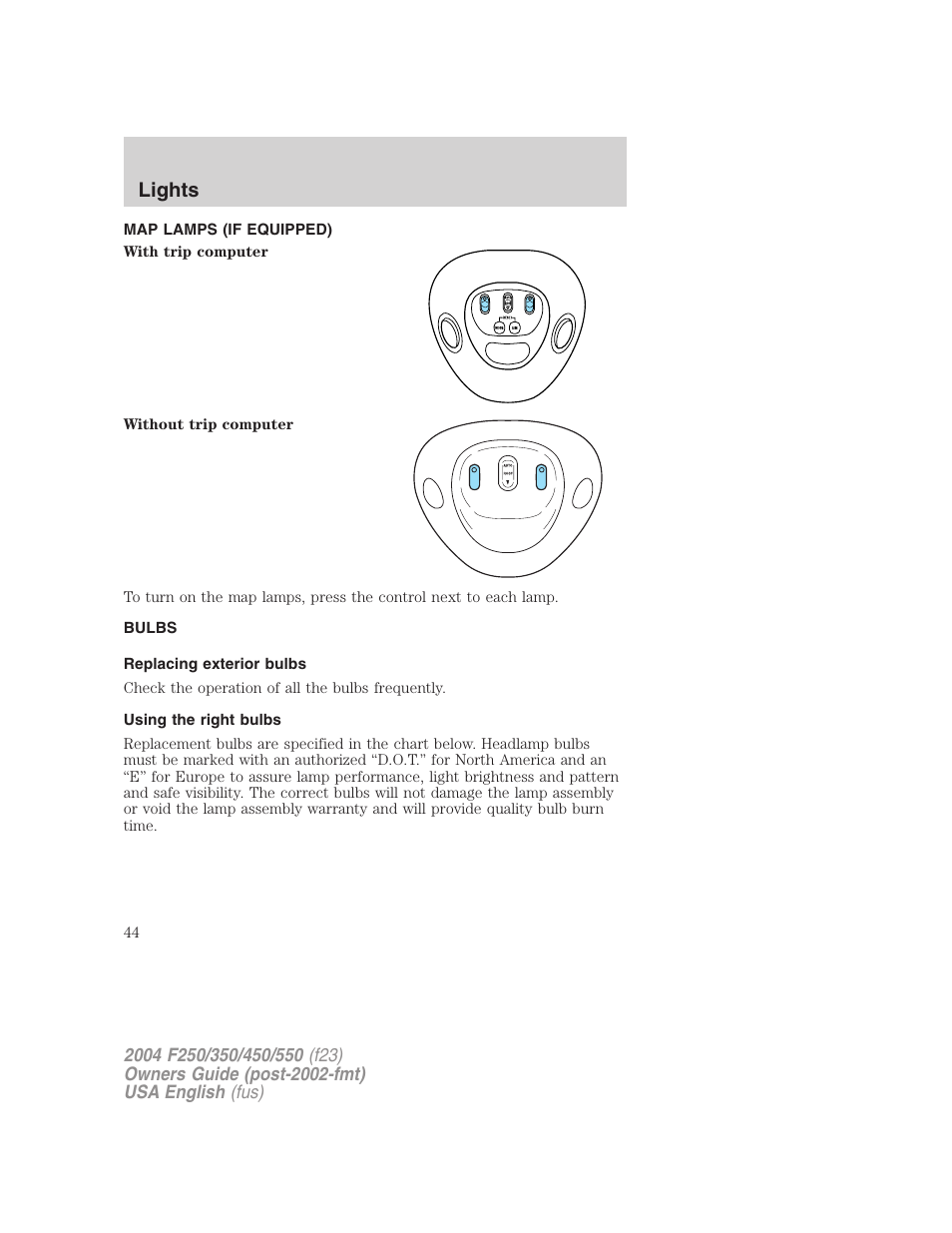 Lights | FORD 2004 F-550 v.1 User Manual | Page 44 / 304