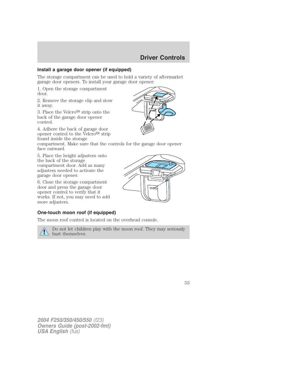Driver controls | FORD 2004 F-550 v.1 User Manual | Page 53 / 304