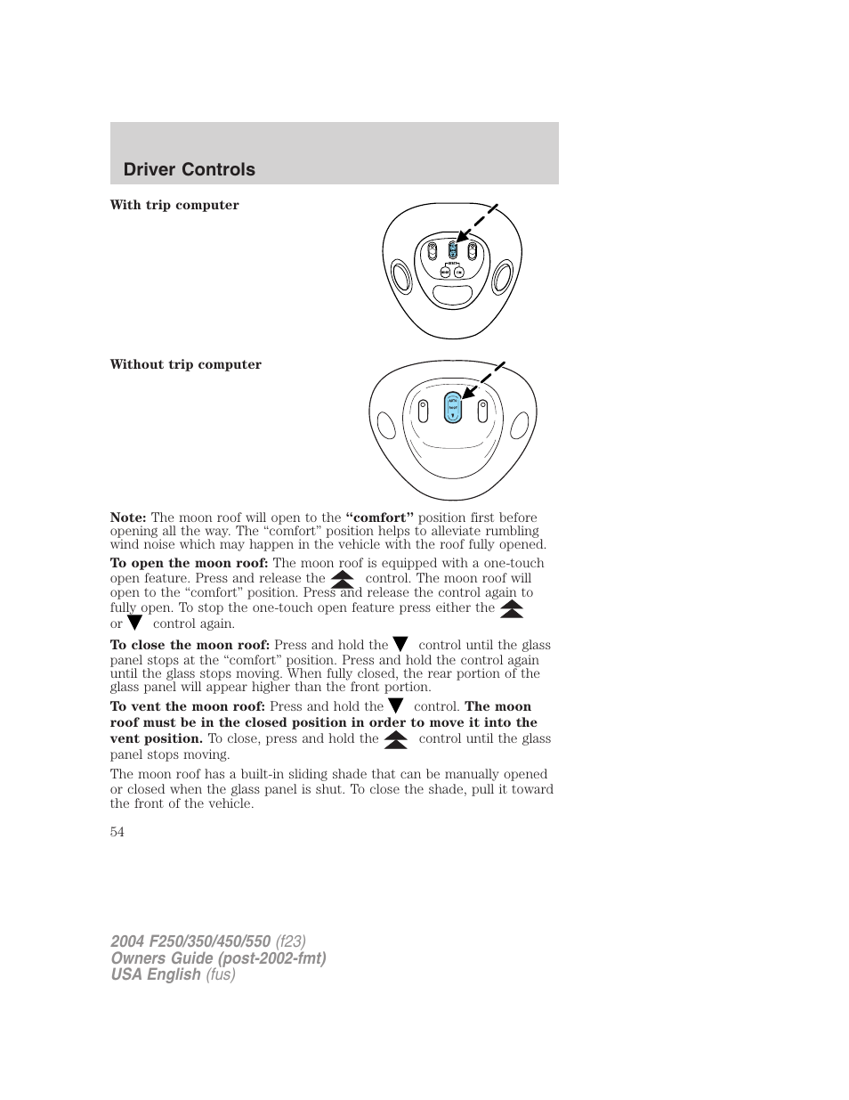 Driver controls | FORD 2004 F-550 v.1 User Manual | Page 54 / 304