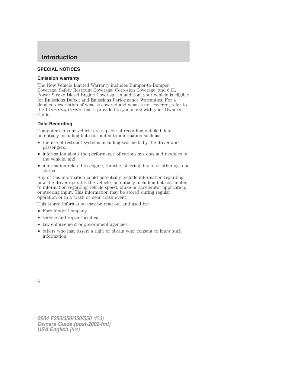 Introduction | FORD 2004 F-550 v.1 User Manual | Page 6 / 304