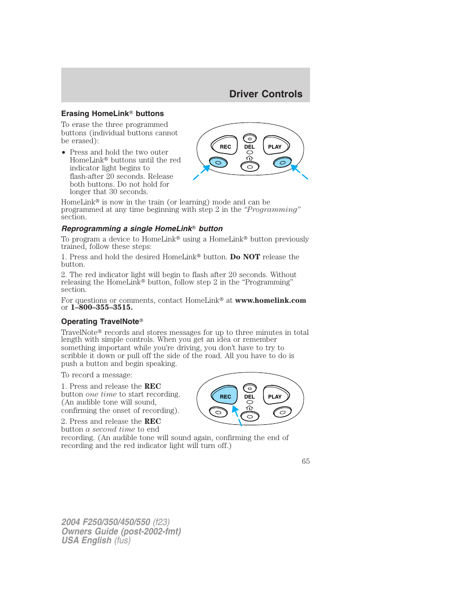 Driver controls | FORD 2004 F-550 v.1 User Manual | Page 65 / 304