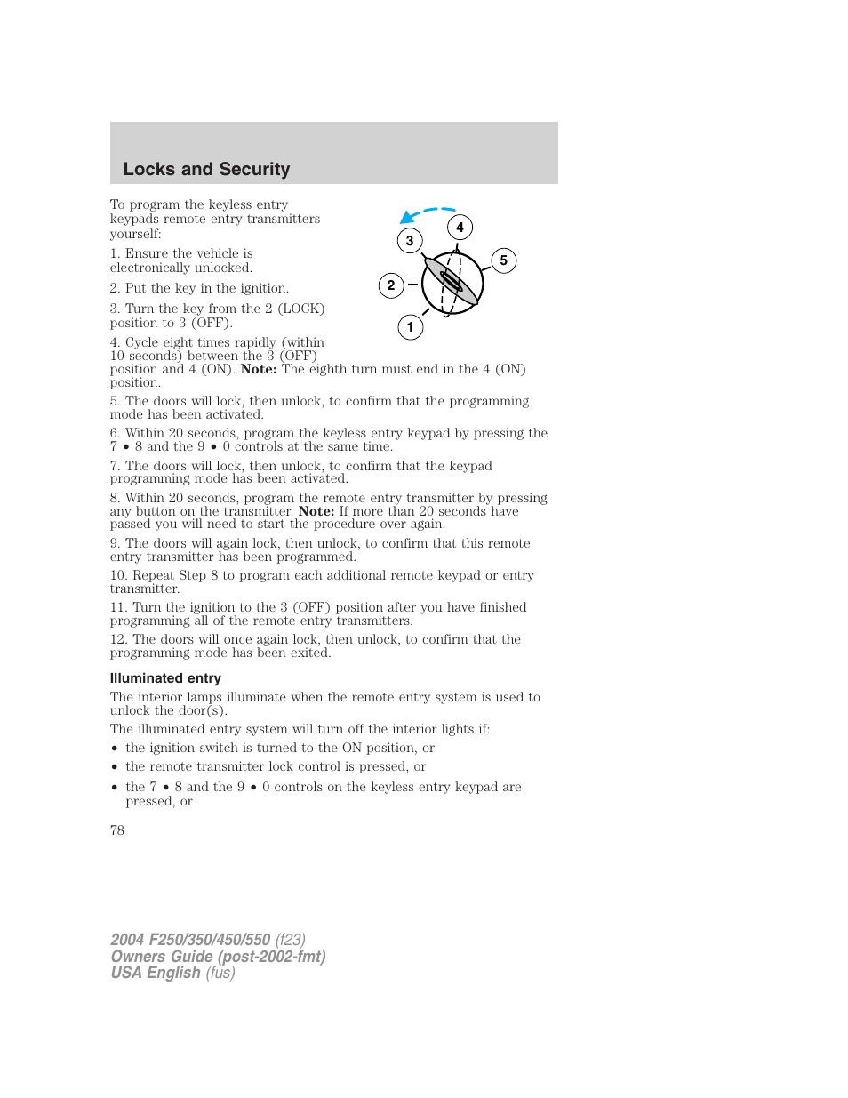 Locks and security | FORD 2004 F-550 v.1 User Manual | Page 78 / 304