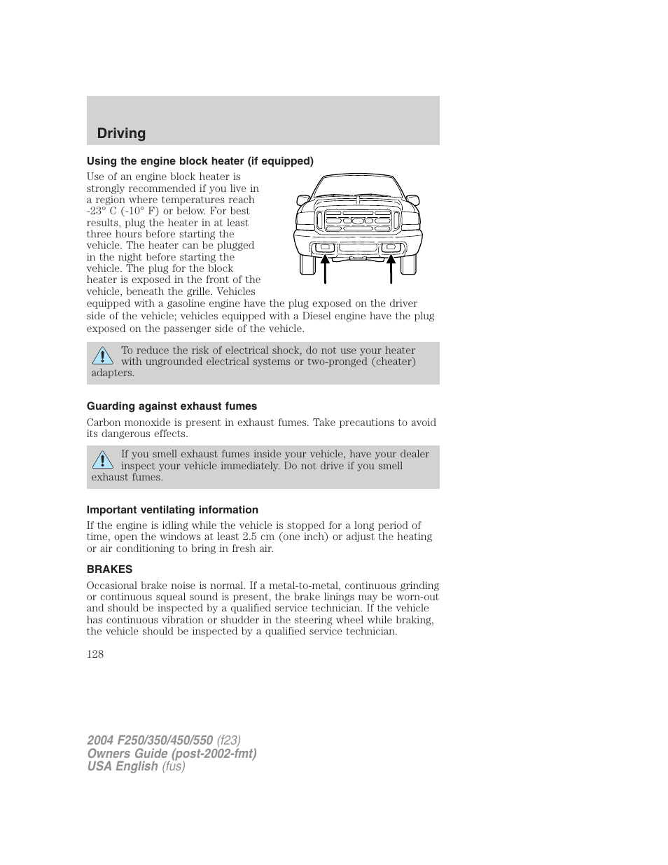 Driving | FORD 2004 F-550 v.2 User Manual | Page 128 / 312