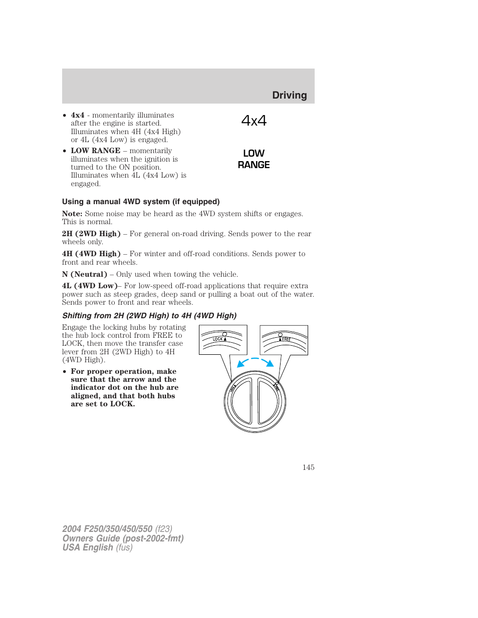 Driving | FORD 2004 F-550 v.2 User Manual | Page 145 / 312