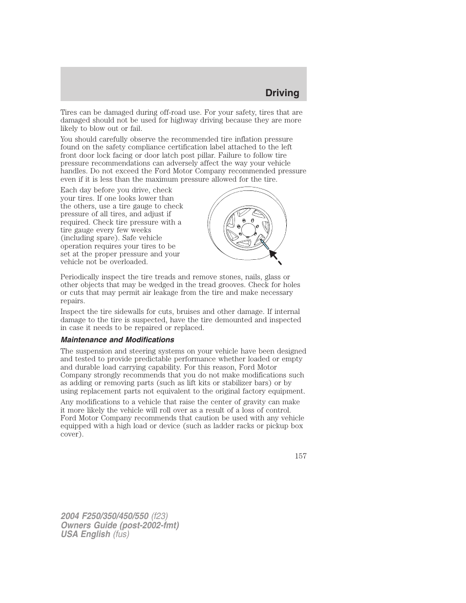 Driving | FORD 2004 F-550 v.2 User Manual | Page 157 / 312